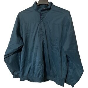 VTG‎ Sunice Windbreaker Jacket Mens Golf Large L LG 1/4 button up nylon Green